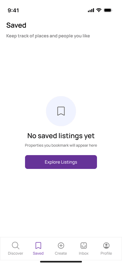Bunkie empty saved listing screen