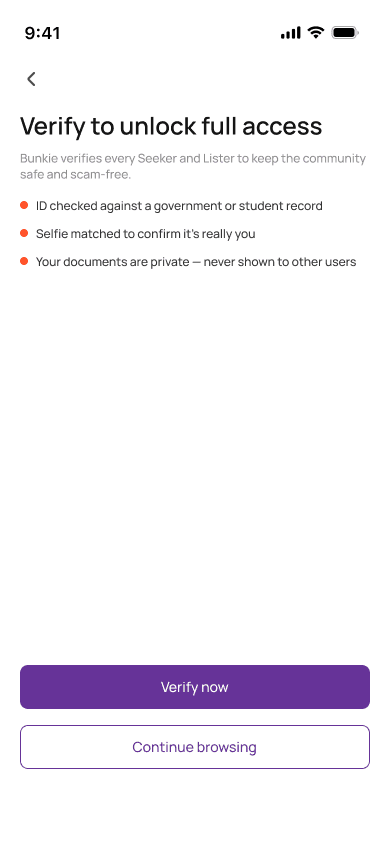 Bunkie verification gate screen