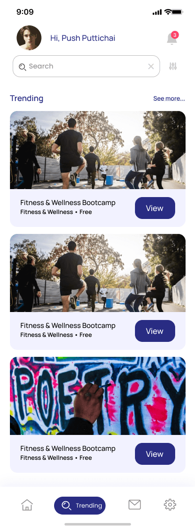 Trending Events Screen