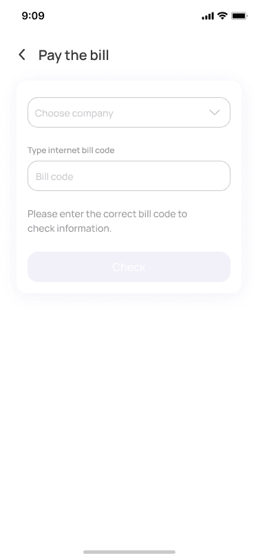 Internet Bill Step 1